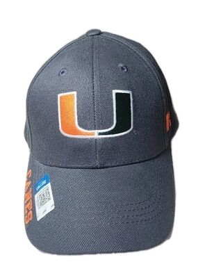 Miami Hurricanes Gray Adjustable Strap Hat Cap Unisex NCAA NWT